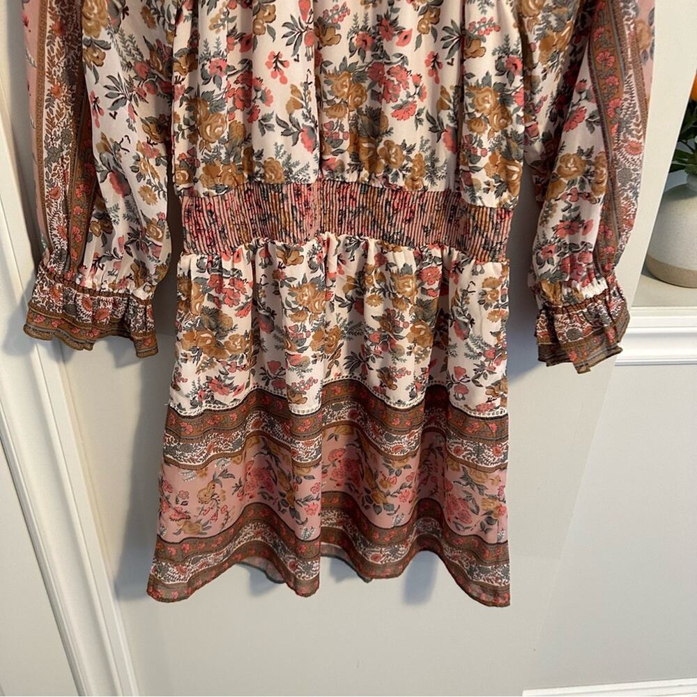 Anthropologie Love The Label Floral Long Sleeve Mini Dress Small - Picture 9 of 10